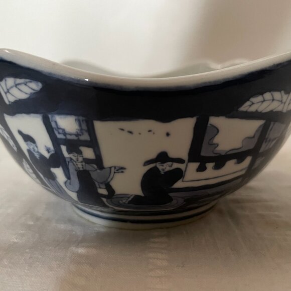 Vintage Chinese porcelain bowl square blue and white - Picture 9 of 13